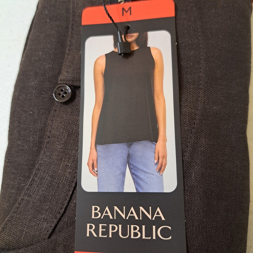 Banana‎ Republic Sleeveless Top Womens M Brown NWT Keyhole Back Linen 1486-196